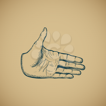 Hand draw sketch of vintage style hand vector illustration