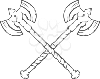 Hand Drawn Crossed Battle Axes isolated on white background vector illustration