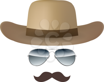 Hat Glasses and Mustache isolated on white background vector illustration