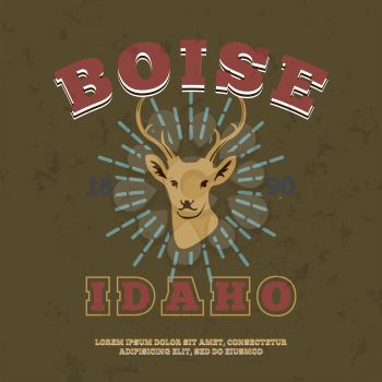 Boise, Idaho.  t-shirt graphic print. Vector illustration