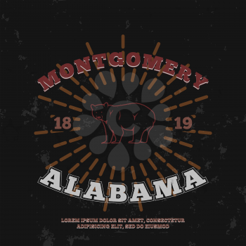 Montgomery Alabama. t-shirt graphic print. Vector illustration