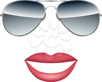 Glasses with lips isolated on white background vector illustration