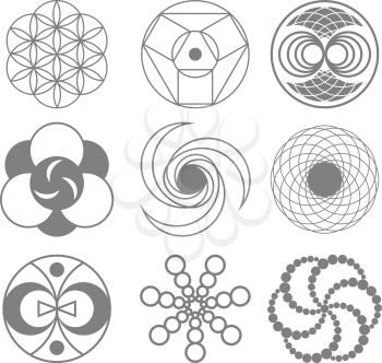 Set of Circles on Wheat Fields Vector Illustration