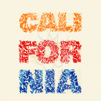 California typography, t-shirt graphics print, vector illustration