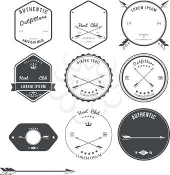Set of vintage hunt icons, emblems and labels. Vector illustration