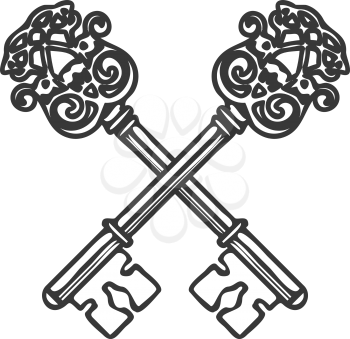 Crossed Keys isolated on white background vector illustration
