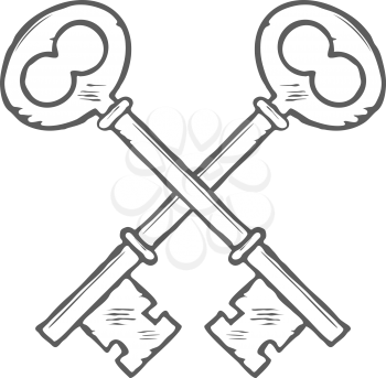 Crossed hand drawn keys design element vector illustration