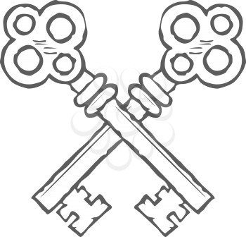 Crossed hand drawn keys design element vector illustration