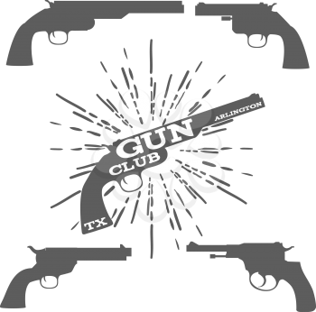 Gun Club Design Elements Isolated Vector Illustration