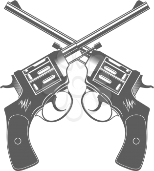 Crossed Guns Isolated on White Design Elements Vector Illustration