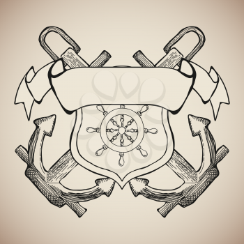 Yacht Club Label Emblem Design Elements Vector Illustration