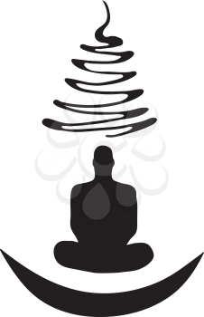 Meditation Human silhouette isolated on white background Vector illustration