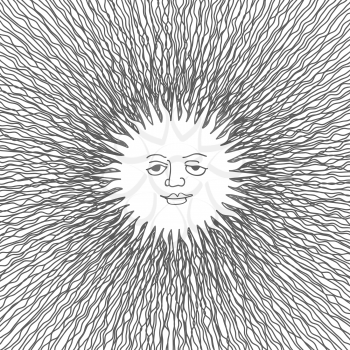 Abstract Sun with Curve Lines Rays Vector illustration