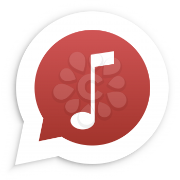 Red Music Note in speech bubble icon Vector illustration