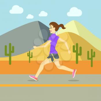 Running Women, Sport Exercising Flat Design Vector illustration