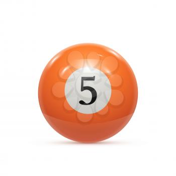 Billiard five ball isolated on a white background vector illustration