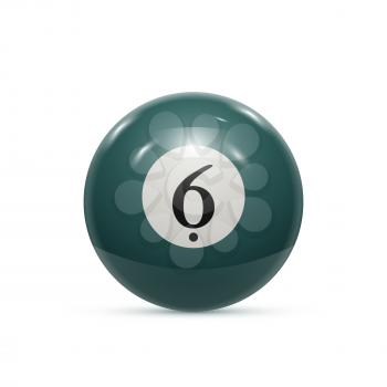 Billiard six ball isolated on a white background vector illustration