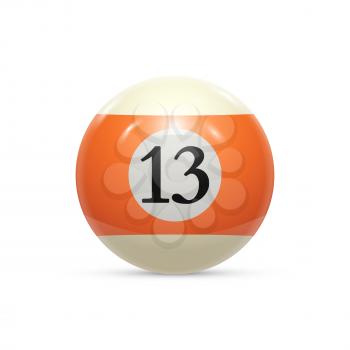 Billiard thirteen ball isolated on a white background vector illustration