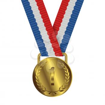 Gold Medal Isolated on White Background Vector illustration