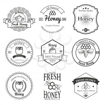 Vintage frame with Honey label set template vector illustration