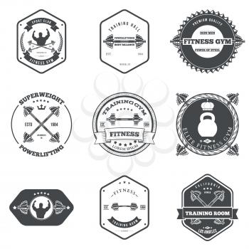 Fitness and Gym Themed Label Design Set Elements Vector