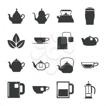 Tea Icons Set on White Background. Vector illustration