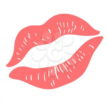 Pink Lipstick Print on white Vector illustration