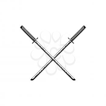 Crossed Samurai Swords isolated on white background Vector illustration