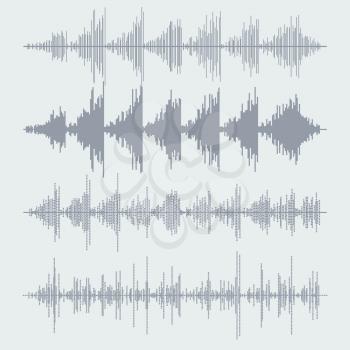 Vector sound waves set. Audio equalizer technology, pulse musical. Vector illustration