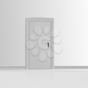 Realistic White Wall with Door Vector illustration