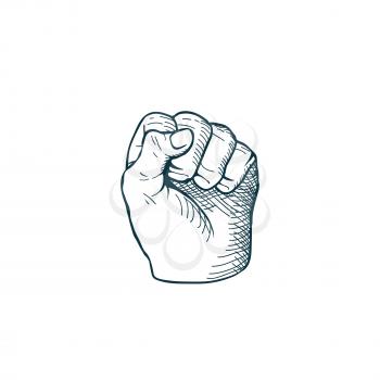 Hand drawn sketch vintage fist vector illustration
