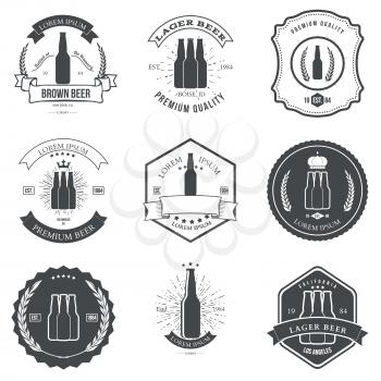 Set of vintage beer labels and design elements vector illustration
