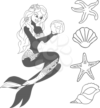 Mermaid isolated on white background Vector illustration