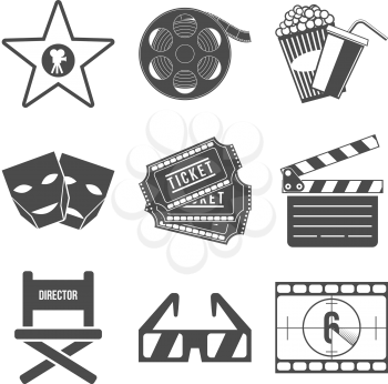 Set of Movie Icons Flat design Vector Illustration