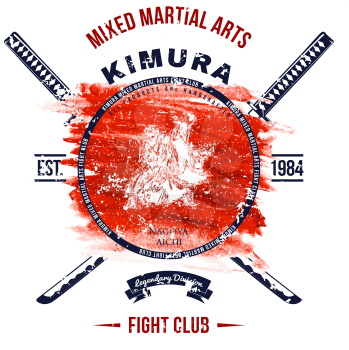 Fight Club Grunge print with samurai swords. Vector illustration