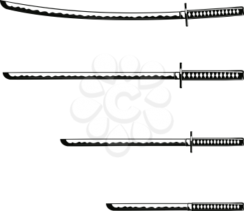 Samurai Swords isolated on white background Vector illustration