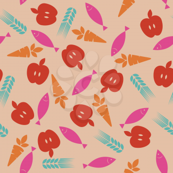 Abstract Food Icons Seamless Pattern Vector Illustration