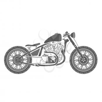Hand Drawn Vintage Motorcycle Isolated Vector Illustration