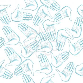 Human Hands Palm Seamless Pattern. Hand Drawn Vector illustration