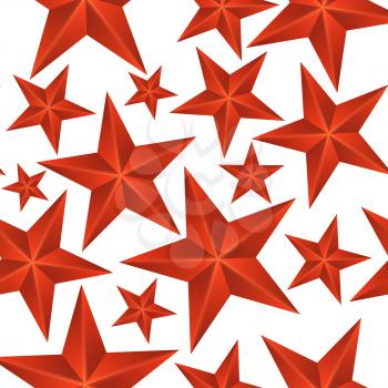 Abstract Red Stars Seamless Pattern Vector Illustration