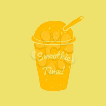 Hand drawn smoothie to go cup illustration and smoothie time lettering Vector