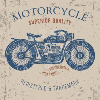 vintage motorcycle design for tee shirt graphic print Vector illustration