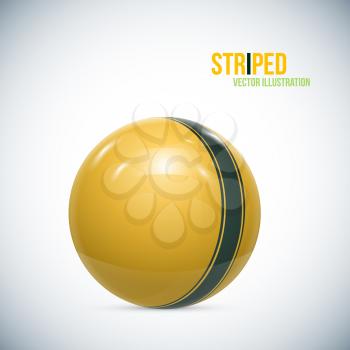 Striped ball. 3d Sphere with Texture. Ball isolated on white background. Vector illustration
