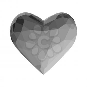 Low Poly Heart isolated on white background Vector illustration
