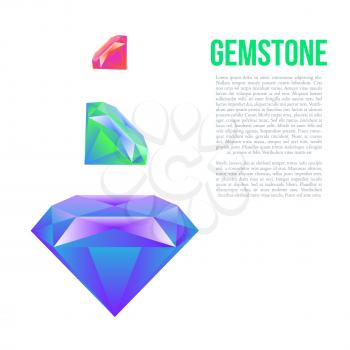 Colorful gem isolated on white background Vector illustration