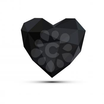 Polygonal heart. Low poly, valentines day Vector illustration