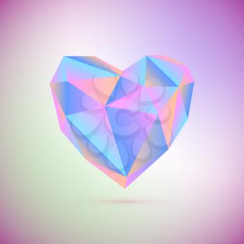 Polygonal heart. Low poly, valentines day Vector illustration