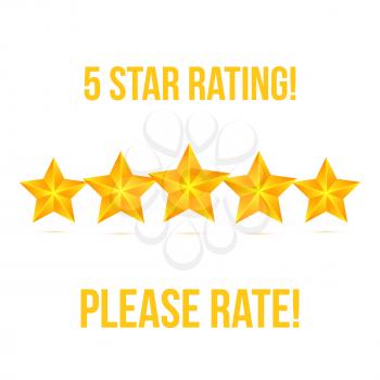 Five Star isolated on white background. Rating Stars Vector illustration