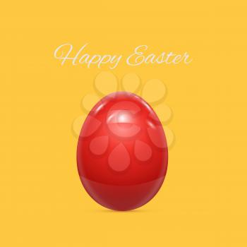 Red Easter Egg Isolated on yellow background Vector illustration