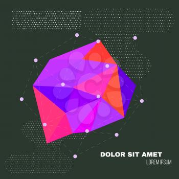 3D Low Polygon Geometry Background. Abstract Polygonal Geometric Shape. Lowpoly Minimal Style Art. Vector Illustration.